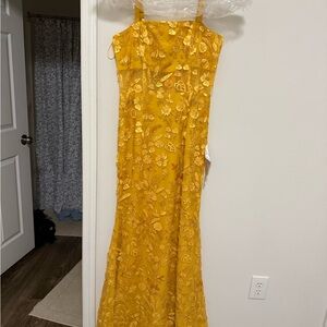 Elegant Yellow Floral Dress